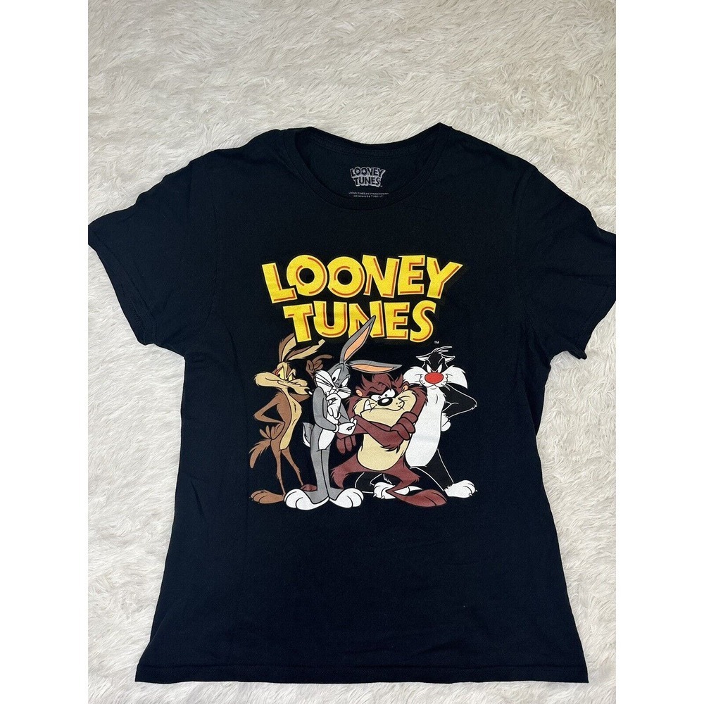 LOONEY TUNES Big Kid’s Graphic Logo Tee Black Short‎ Sleeve Size Medium